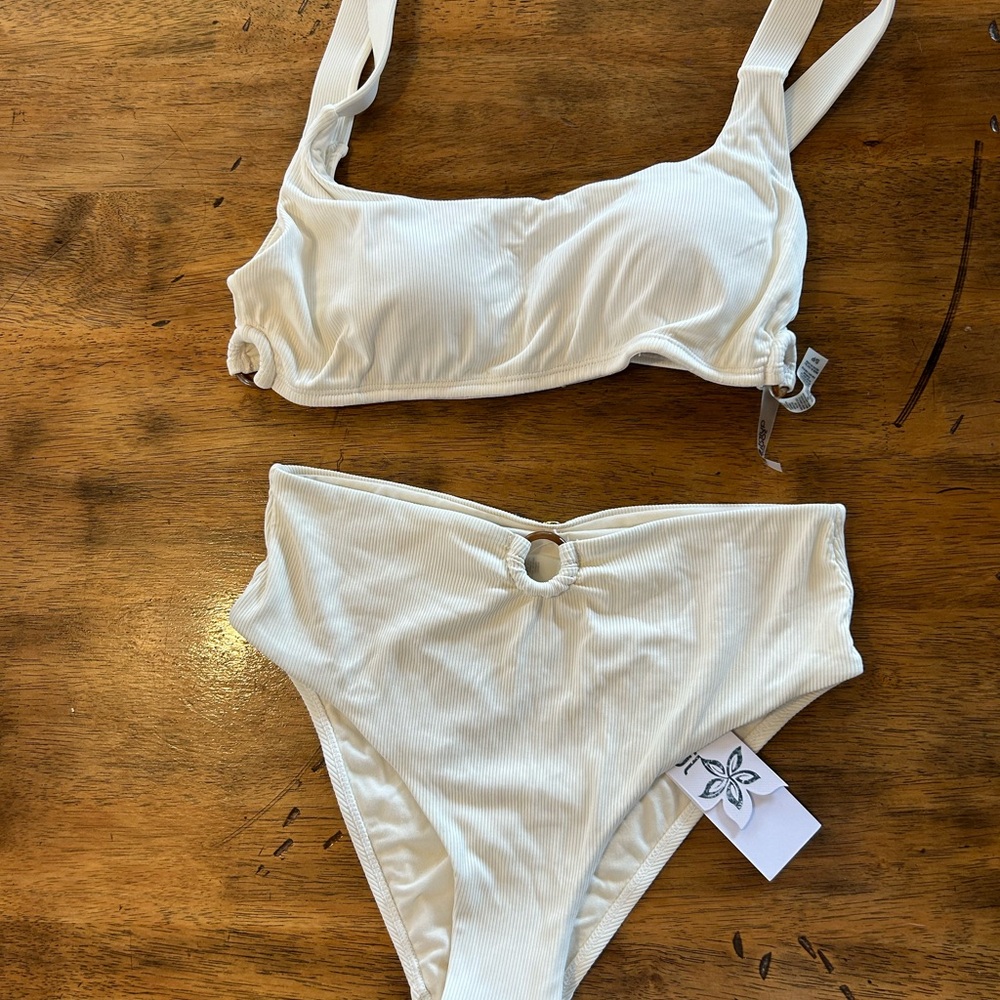 White Ribbed Bikini Set